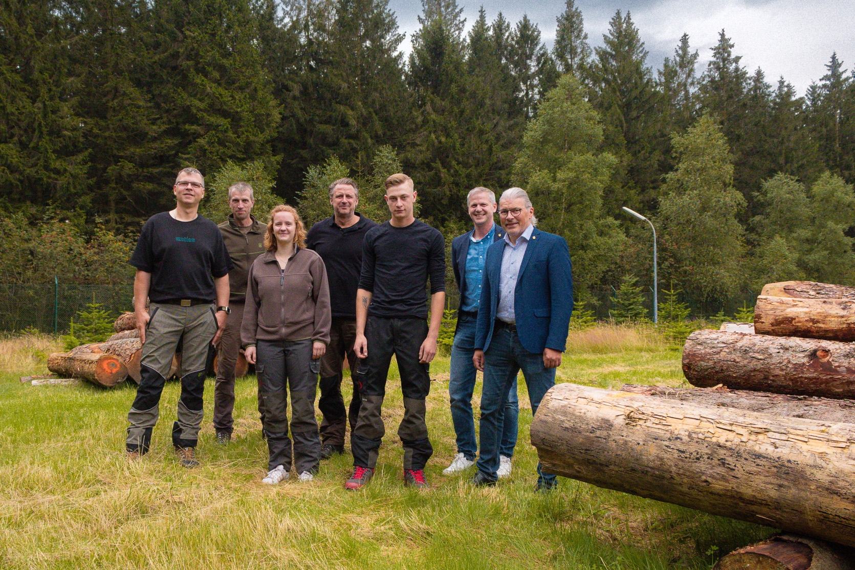 v. l. n. r.: Alexander Mießen, Hubertus Ewers, Alina Wienands, Dietmar Wunderlich, Linus Weigel, Mark Hoch, Bürgermeister Bernd Goffart