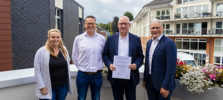 v. l. n. r.: Nadine Waßmer, Jürgen Förster, Michael Bongard, Bürgermeister Bernd Goffart