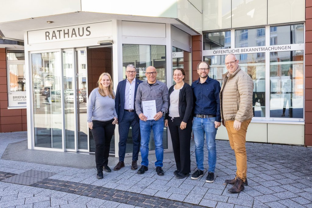 v. l. n. r.: Nadine Waßmer, Bürgemeister Bernd Goffart, Udo Carl, Mandy Krantz, Manuel Nießen, Frank Prömpeler