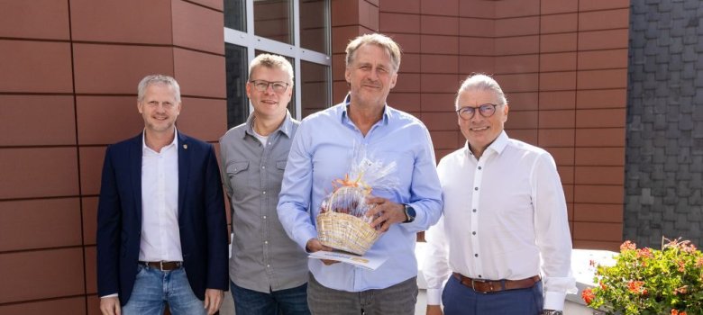 v. l. n. r.: Mark Hoch, Alexander Mießen, Dietmar Wunderlich, Bürgermeister Bernd Goffart