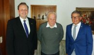 95. Geburtstag Karl Nießen v.l.n.r.: Sascha Schmitz, Karl Nießen, Bernd Goffart