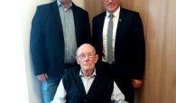 90. Geburtstag Ewald Meyer v.l.n.r. Ralph Löhr, Ewald Meyer, Bernd Goffart