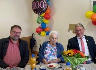 100. Geburtstag Maria Preuß Sven Teusen, Maria Preuß, Bernd Goffart