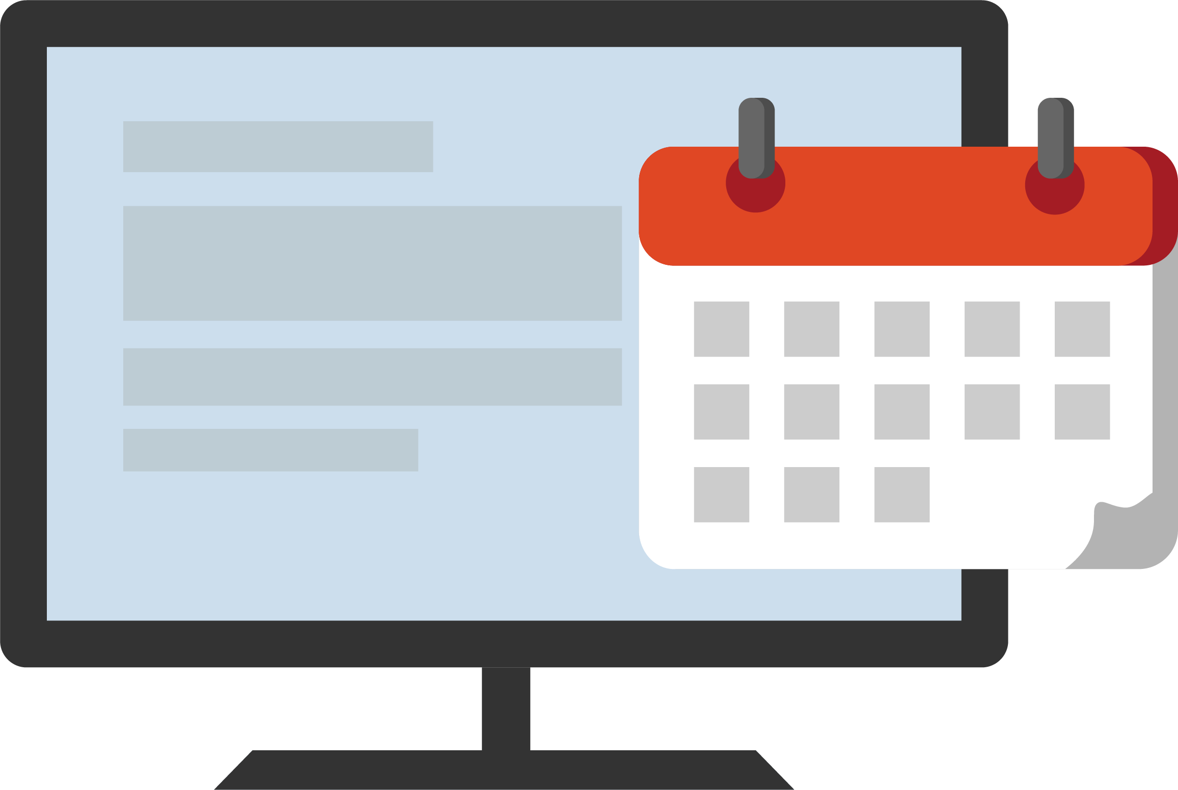 Icon eines PCs mit einem Kalender