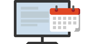 Icon eines PCs mit einem Kalender